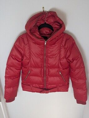 Less Red short hooded Puffer Jacket Size s outdoor winter Fall